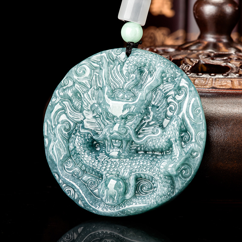 Vintage Fashion Jewelry Necklaces - 버마산 경옥 드래곤 펜던트 목걸이 여성용