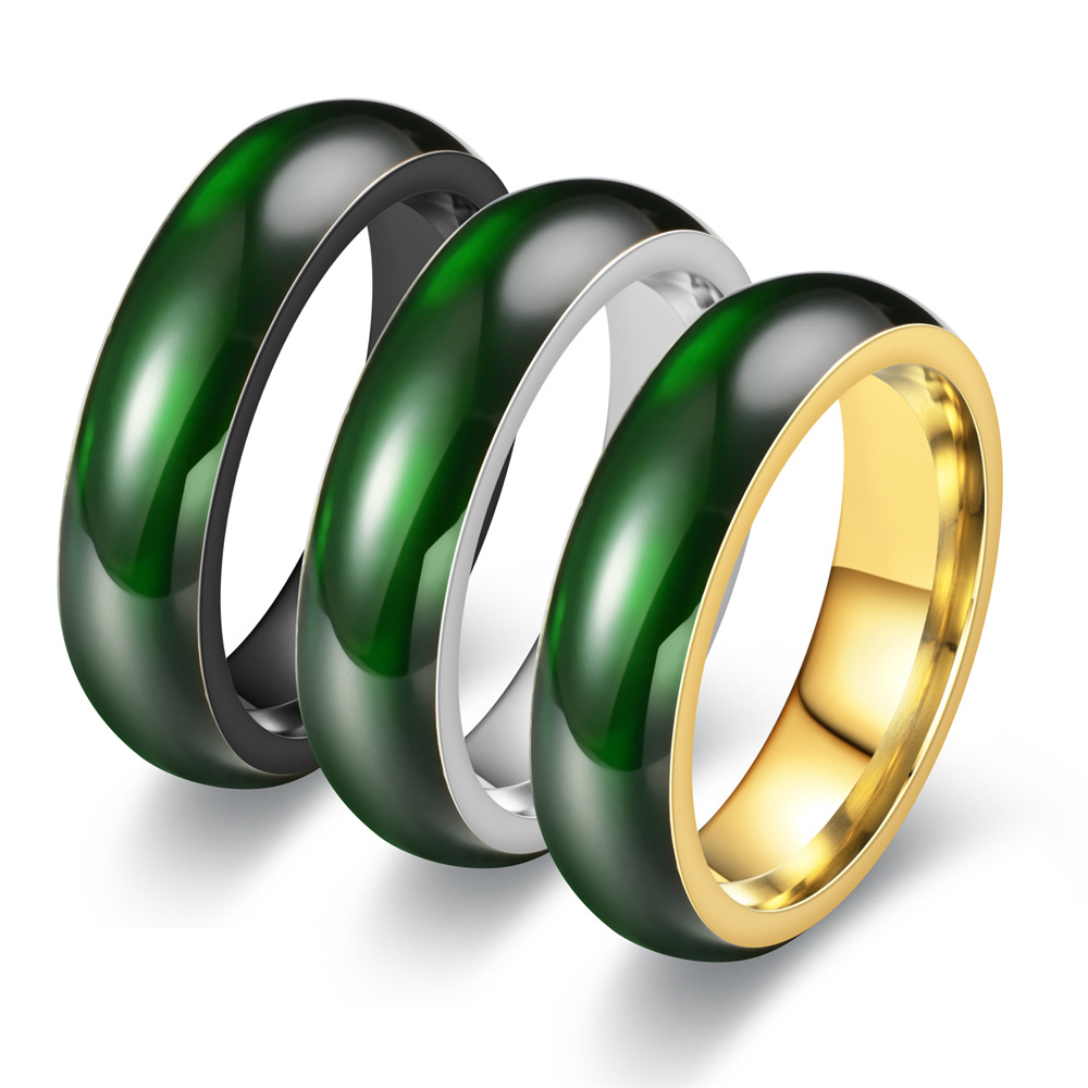 Vintage Fashion Rings For Women - 남녀공용 빈티지 인공 녹색 옥 스테인리스
