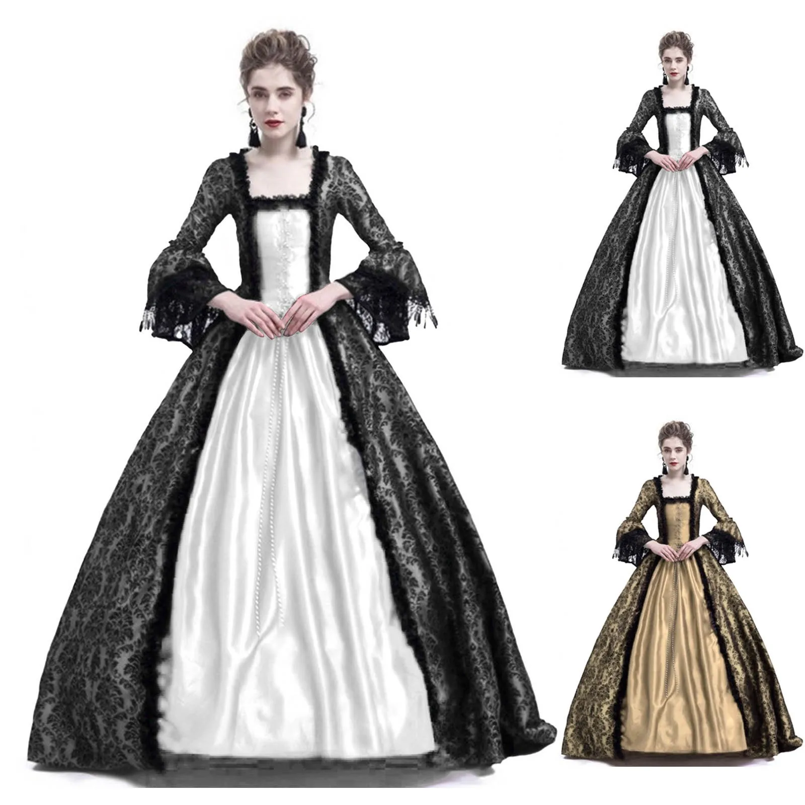 Vintage Victorian Fashion - 할로윈 코스프레 팰리스 여성 레이스 트럼펫