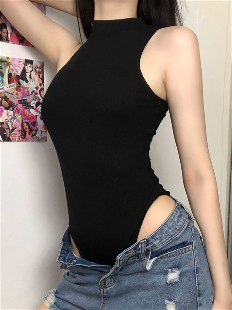 하라주쿠 솔리드 점프 슈트 여성 민소매 Bodycon  - Vintage Fashion Knitwear 리뷰 및 가격
