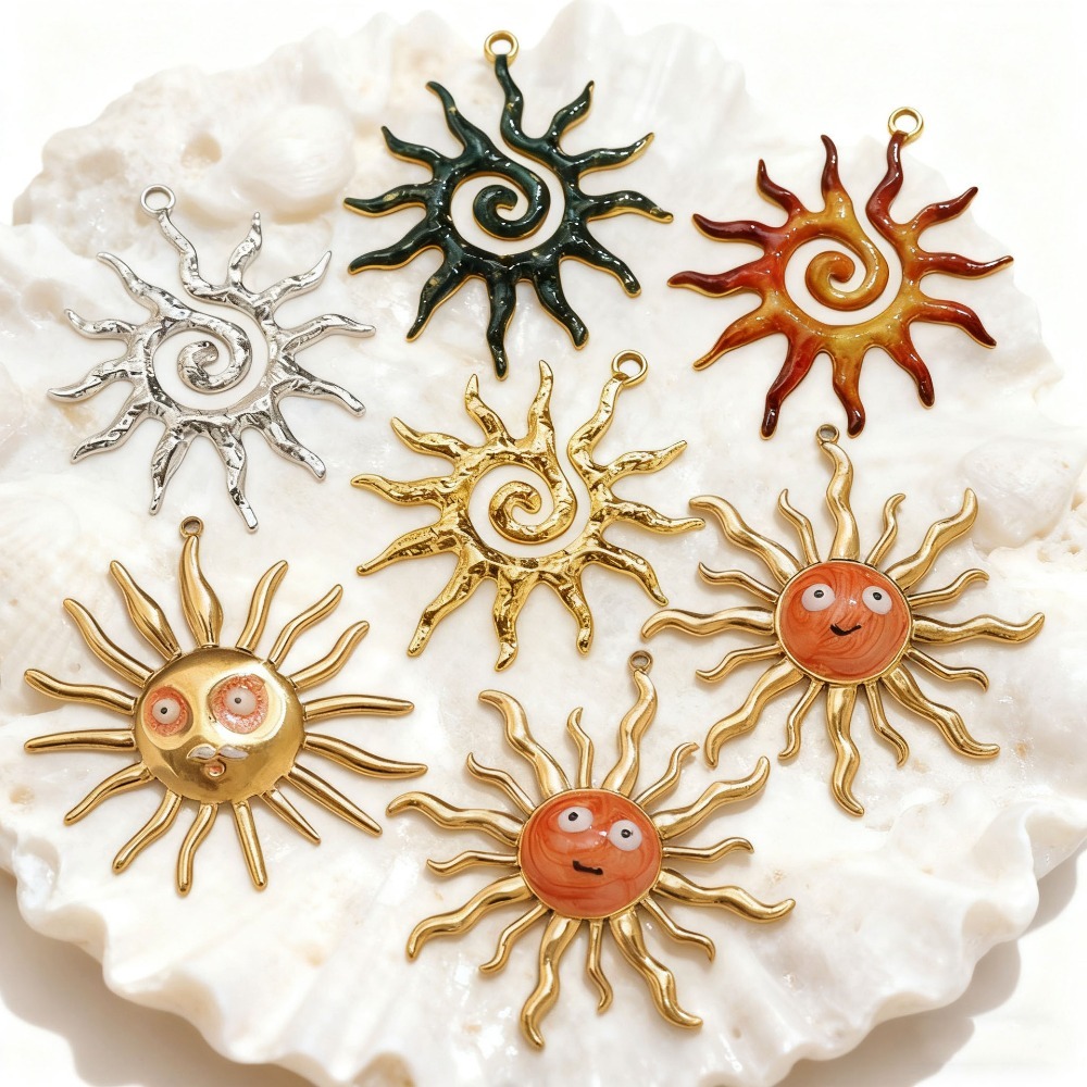 5PCS 스테인레스 스틸 빈티지 나선형 태양 금도금 참 - Vintage Fashion Jewelry Necklaces 리뷰 및 가격