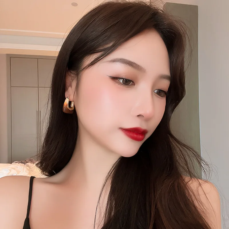여성을위한 새로운 절묘한 투명 수지 기하학 사각형 후프 - Vintage Fashion Korea 리뷰 및 가격