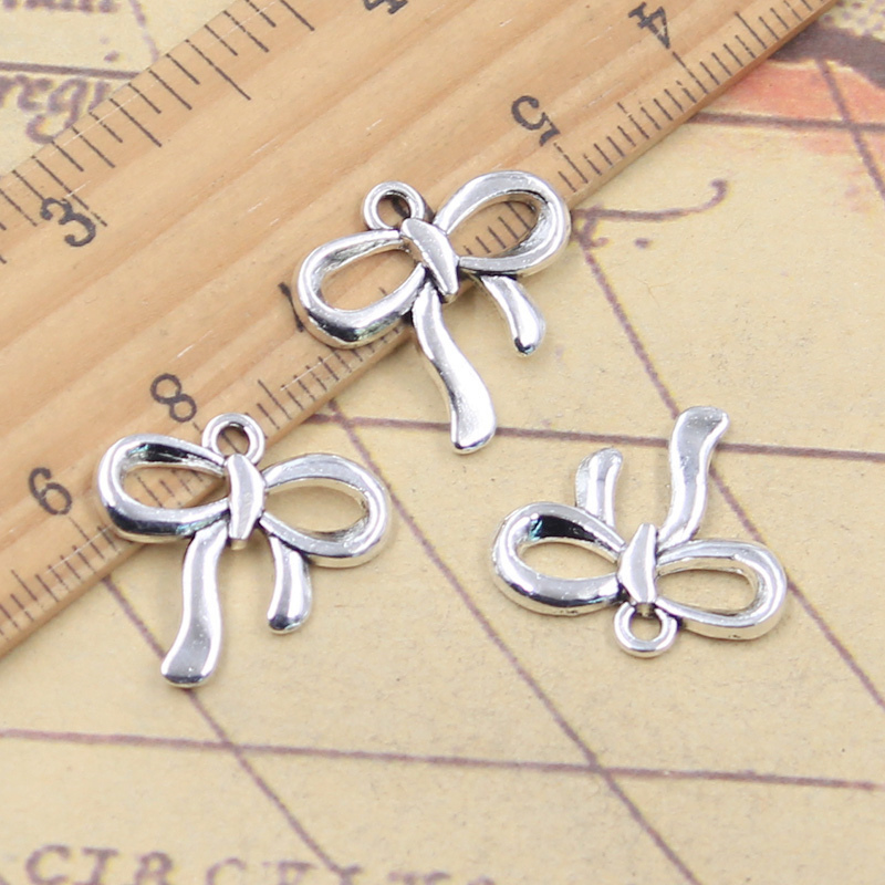 20개 참 장식 리본 매듭 18x19mm 티베트 실버  - Vintage Fashion Finds 리뷰 및 가격