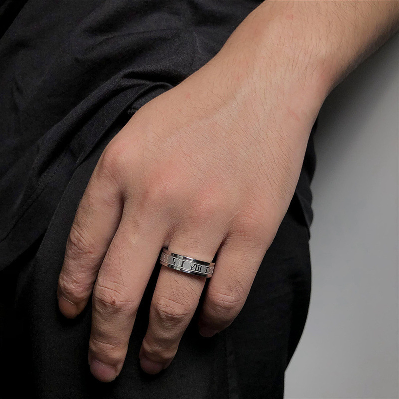 빈티지 로마 숫자 멋진 스테인리스 스틸 반지 세트 여성 - Vintage Fashion Rings For Women 리뷰 및 가격