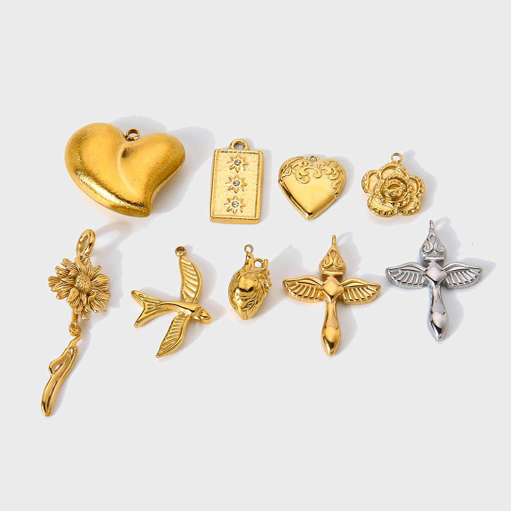 빈티지 하트 플로럴 제비 펜던트 18K 금도금 스테인리 - Vintage Fashion Finds 리뷰 및 가격