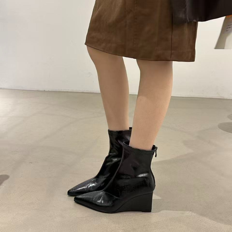 가을 겨울 빈티지 웨지 힐 여성 앵클 부츠 패션 포인티 - Vintage Fashion Ladies 리뷰 및 가격