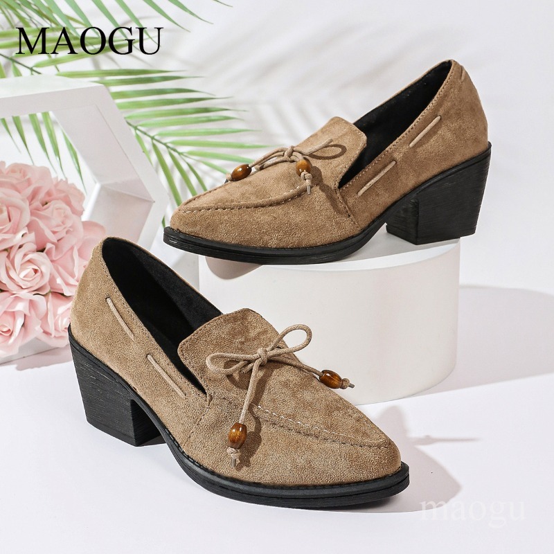 7CM 굽 여성용 봄 가을 펌프스 스웨이드 태슬 비즈  - Vintage Fashion Ladies 리뷰 및 가격