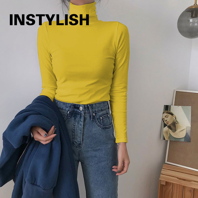여성용 우아한 긴팔 터틀넥 티셔츠, 빈티지 하라주쿠 긴 - Vintage Fashion Years 리뷰 및 가격