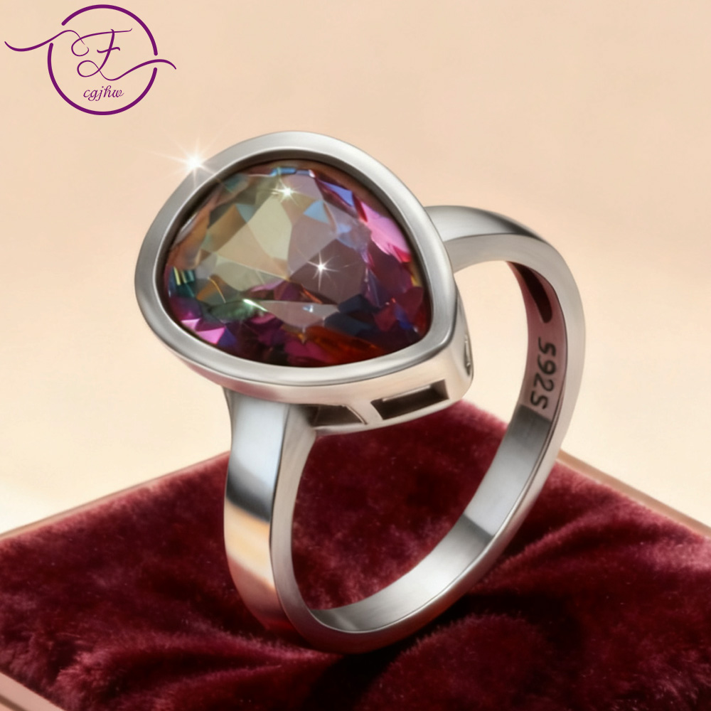 여성을위한 패션 S925 실버 반지 9*13mm 물방울 - Vintage Fashion Rings For Women 리뷰 및 가격