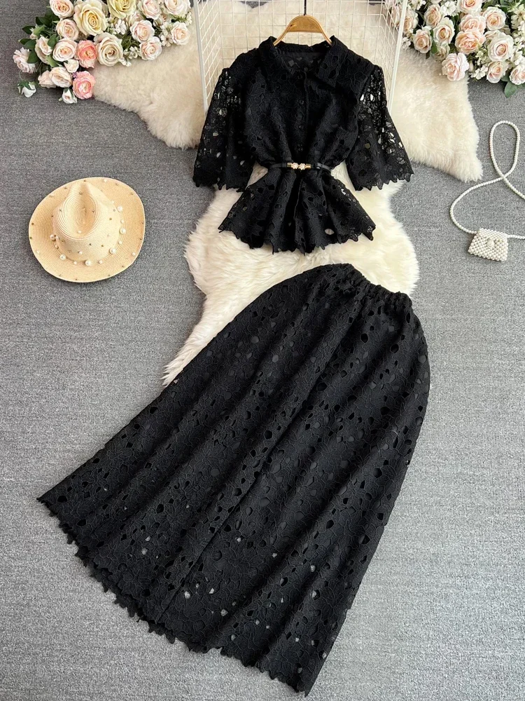 여성 여름 드레스 세트 빈티지 스타일 짧은 소매 중공  - Vintage Victorian Fashion 리뷰 및 가격