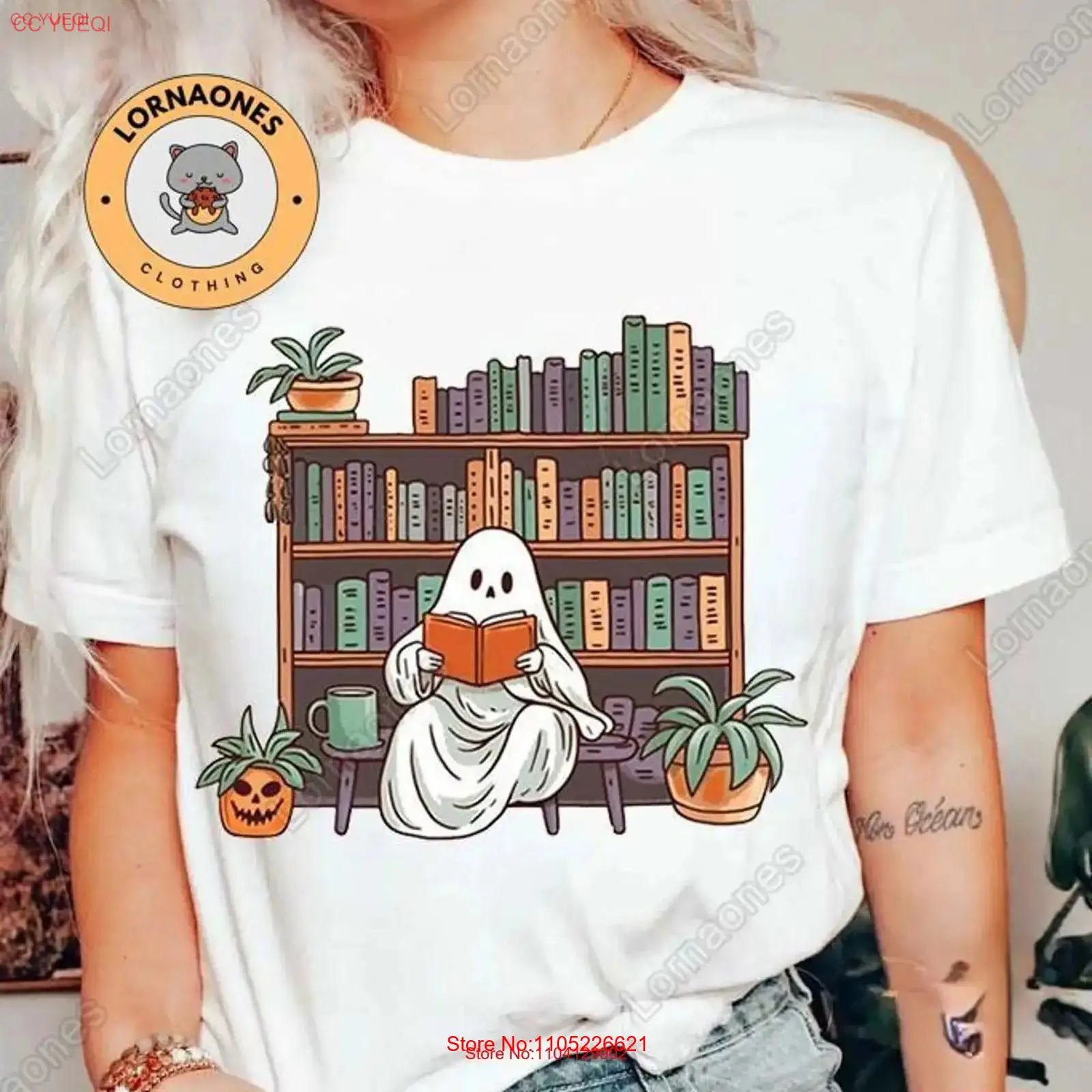 할로윈 고스트 티셔츠 독서 도서관 책 애호가 학교 빈티 - Vintage Fashion Library 리뷰 및 가격