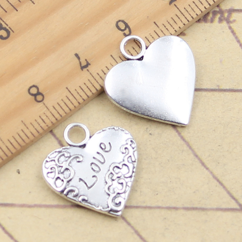 10pcs 매력 심장 사랑 19x18mm 골동품 실버  - Vintage Fashion Finds 리뷰 및 가격