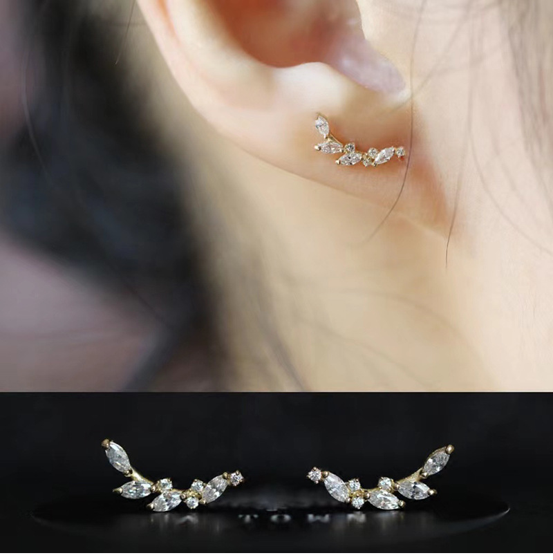 여성용 한국 절묘한 곡선 반짝이 지르콘 귀걸이, 스위트 - Vintage Fashion Korea 리뷰 및 가격