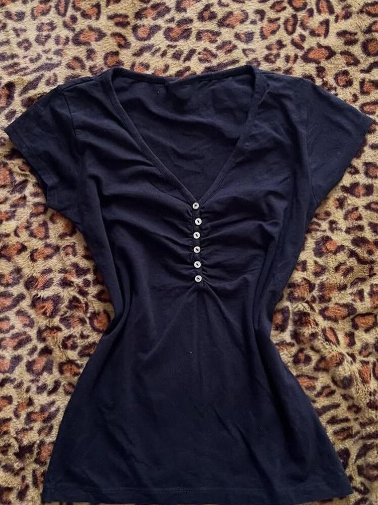 한국 빈티지 다크 블루 티셔츠 여성 여름 캐주얼 한국  - Vintage Fashion Korea 리뷰 및 가격