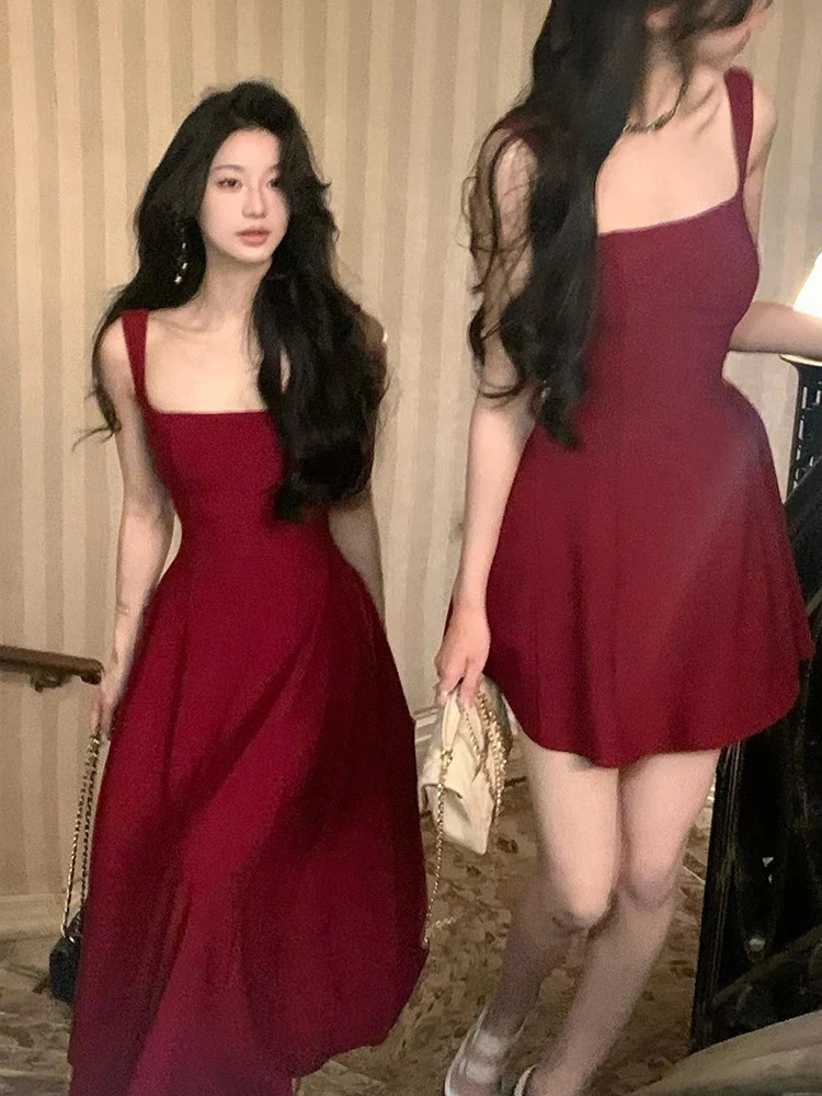 여성용 민소매 스트랩 미니 원피스, 이브닝 파티, 레드 - Vintage Fashion Korea 리뷰 및 가격