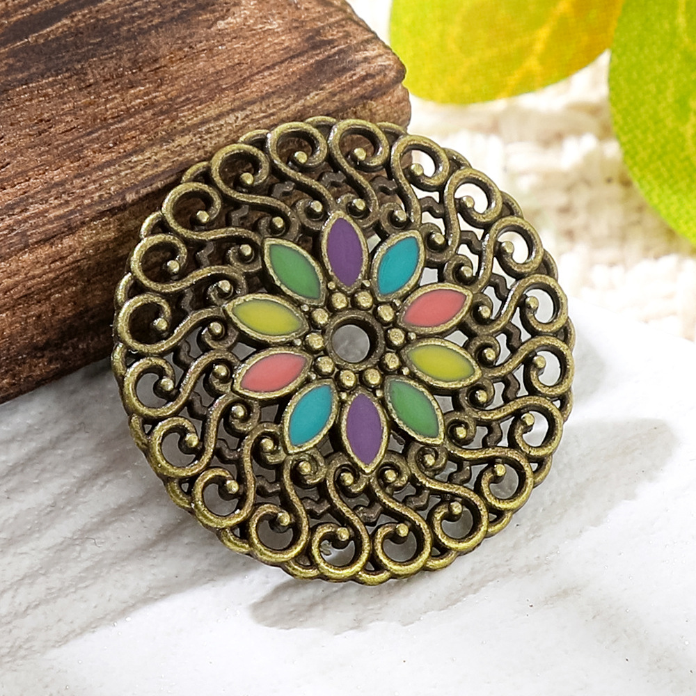 빈티지 구리 청동 보헤미아 에나멜 원형 참 펜던트 DI - Vintage Fashion Jewelry Necklaces 리뷰 및 가격
