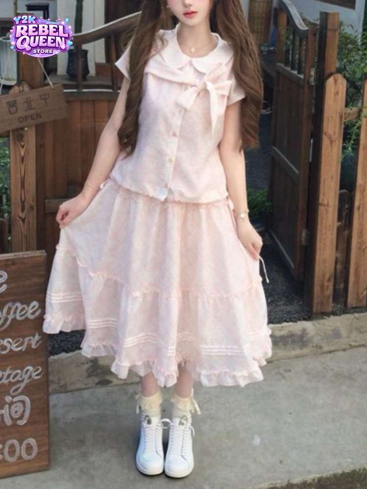 일본 빈티지 스타일 스윗 보우 피터팬 칼라 탑 + 러플 - Vintage Victorian Fashion 리뷰 및 가격