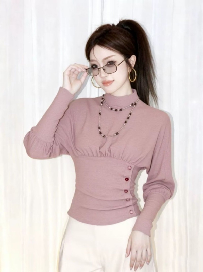키모티모 패션 긴소매 여성용 탑 가을 신상 스탠드 칼라 - Vintage Fashion Designers 리뷰 및 가격