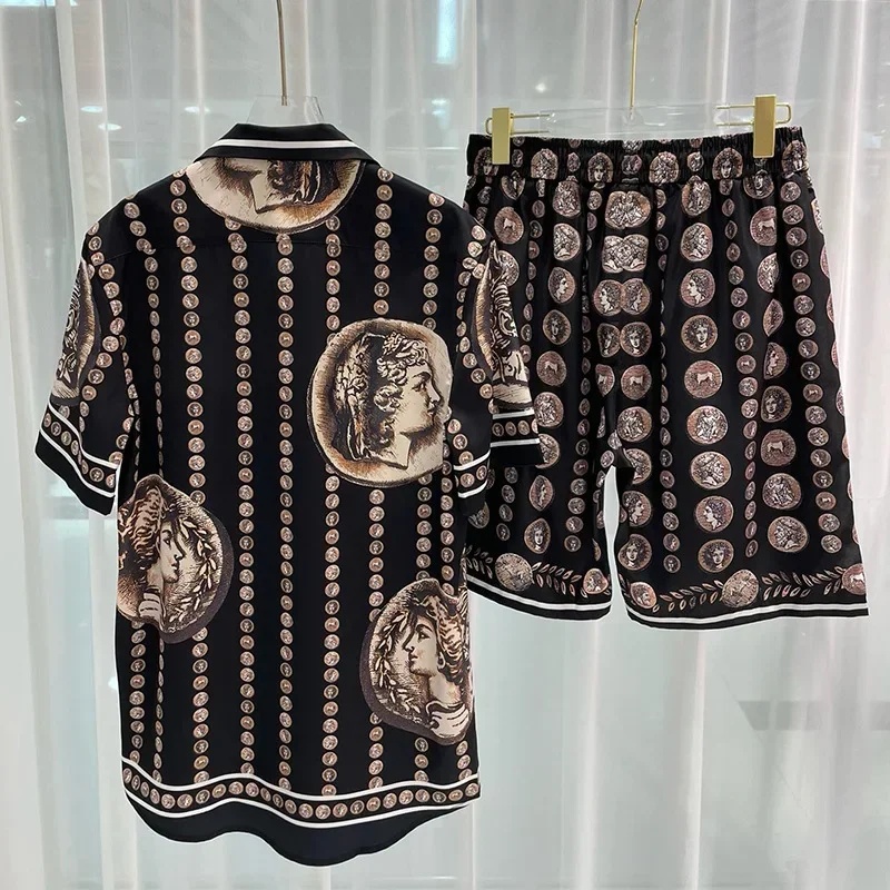 로얄 럭셔리 남성 셔츠 세트 빈티지 패턴 캐릭터 프린트 - Vintage Victorian Fashion 리뷰 및 가격