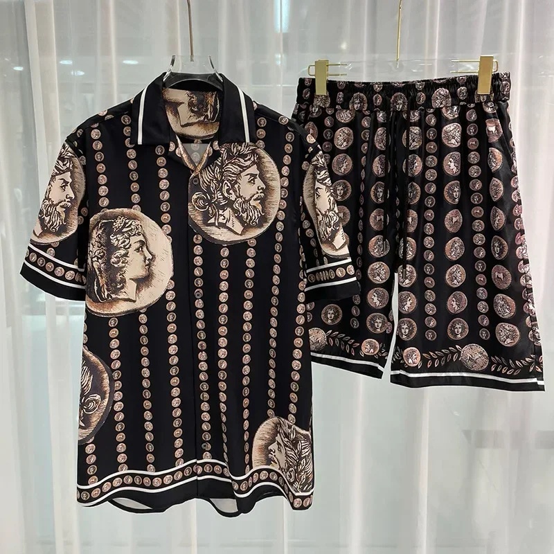 로얄 럭셔리 남성 셔츠 세트 빈티지 패턴 캐릭터 프린트 - Vintage Victorian Fashion 리뷰 및 가격