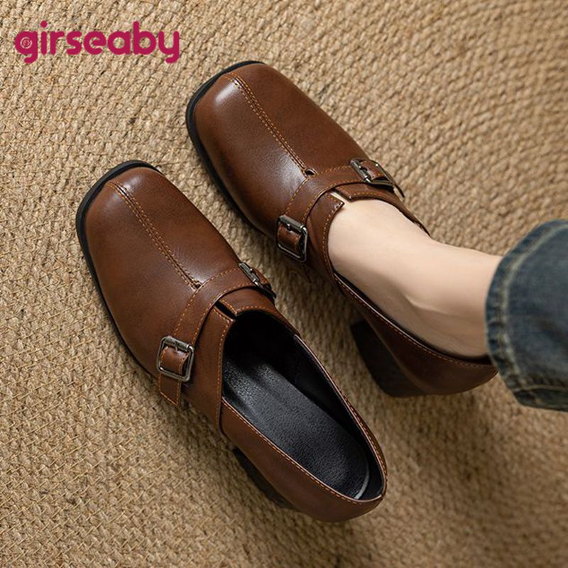 Girseaby 빈티지 여성 펌프 스퀘어 발가락 블록  - Vintage Fashion Designers 리뷰 및 가격